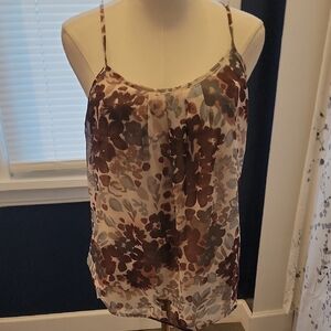LOFT Floral Camisole - Brown and Cream